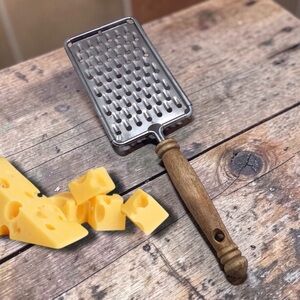 Vintage Ekco Handheld Grater Stainless Steel Wood Handle 11.5”